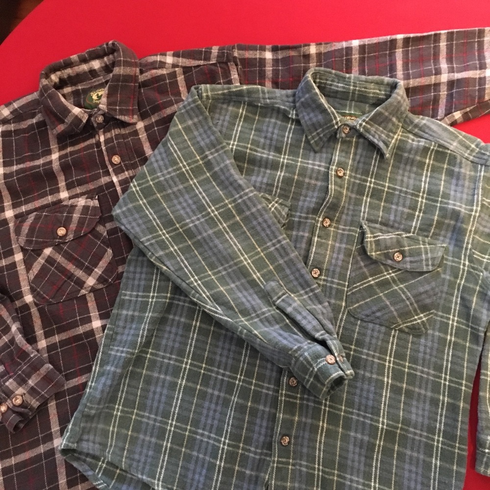 Two heavy weight Stillwater Supply flannels.